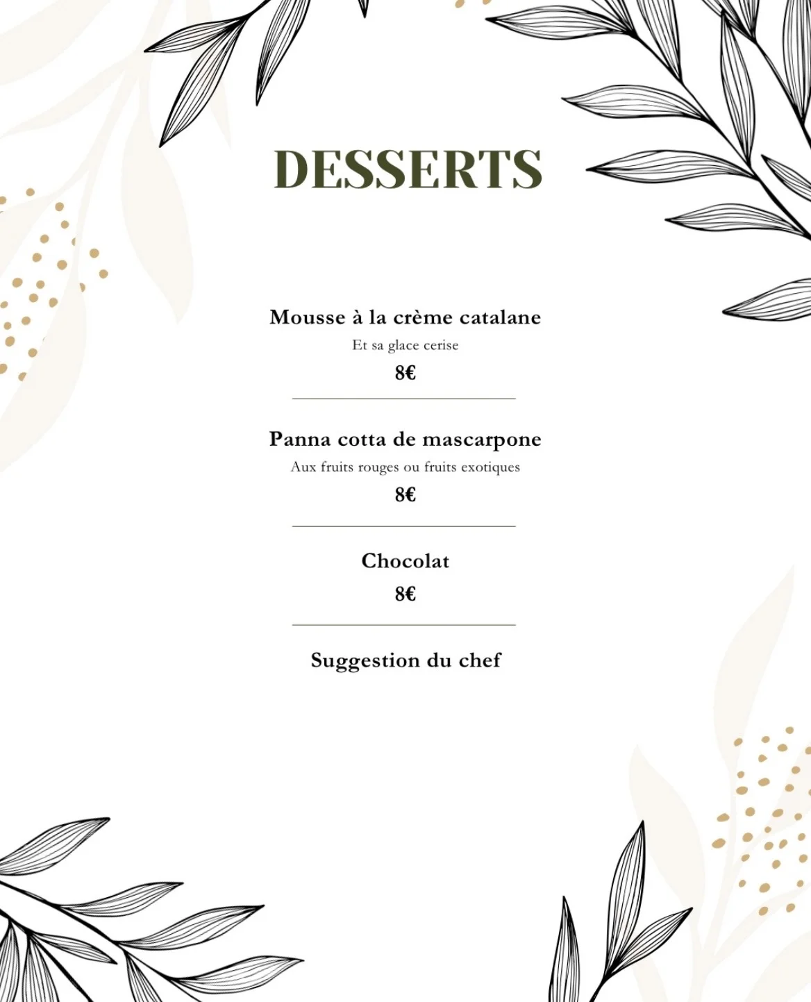Desserts, restaurant La Grange à Marchiennes