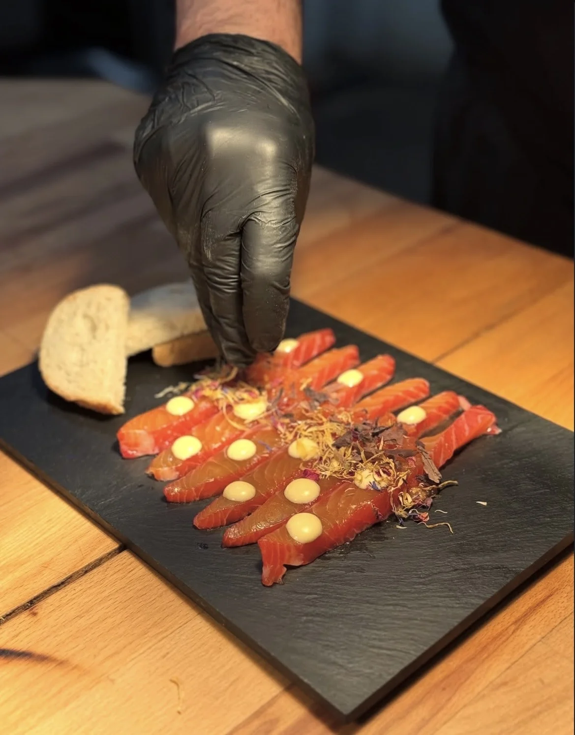 Plat de saumon, restaurant La Grange